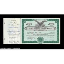 Walt Disney - Walt Disney Incorporated (California) This 50 share certificate is issued to and signe