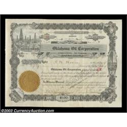 J. Paul Getty - Oklahoma Oil Corporation A 50 share certificate signed as President by J. Paul Getty