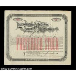 Samuel Insull - Louisville and Southern Indiana Traction Company (Indiana) This 13 share certificate