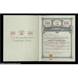 Iver Krueger - Gronlandet Sodra (Sweden) A 1920 certificate for 100 Kroner in brown and black. Litho