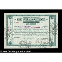 Robert Todd Lincoln - Pullman Company Fractional Scrip (New York) This green certificate for $20 is.
