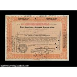 James S. McDonell - Pan American Airways Corporation (Delaware) A certificate for four shares in ora