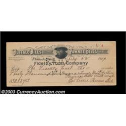 Pawnee Bill - Gordon W. Lillie - Buffalo Bill's Wild West Show This check dated July 22, 1909 in the