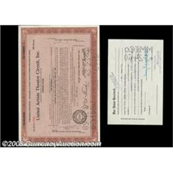 Mary Pickford - United Artists (Maryland)This 1956 certificate in brown and black for 100 shares in.