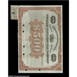 George W. Pullman - Pullman Southern Car Company (Kentucky) Brown/black $500 bond bearing 6% interes