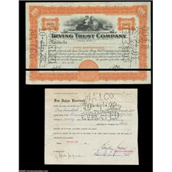 Stanley Resor - Irving Trust Company (New York) A 1933 certificate for 100 shares in orange and blac