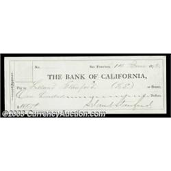 Leland Stanford Signed Check Leland Stanford signs this check for $100 dated June 14, 1872 and payab