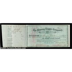 Hiram Walker - Minong Copper Company (Michigan) This 100 share certificate in the Minong Copper Comp