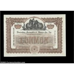 Duesenberg Automobile & Motors Co., Inc. (Delaware) A 1923 certificate for 2 1/2 shares in an automo