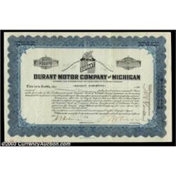 Durant Motor Company of Michigan (Michigan) A 1924 certificate in blue and black for two shares. The