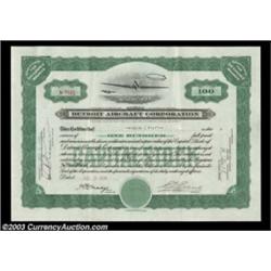 Detroit Aircraft Corporation (Michigan) A green and black certificate for 100 shares from 1930. Ther