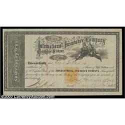 International Insurance Company (New York) A black and white litho certificate dated 1869 for 50 sha
