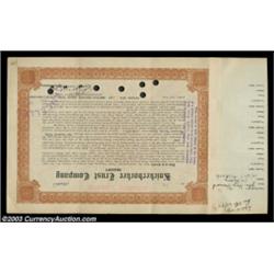 Knickerbocker Trust Company (New York) A stock certificate like document which is a receipt for a bo