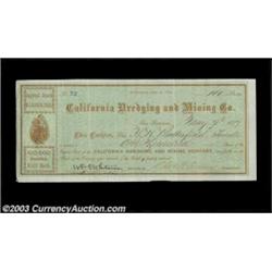 California Dredging and Mining Company (California) A 100 share certificate dated 1877 issued to and