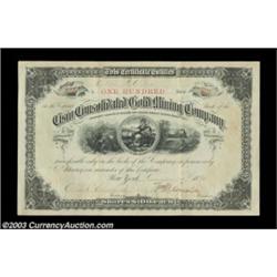 Cisco Consolidated Gold Mining Company (New York) A 100 share certificate issued to Abbie Allen in 1