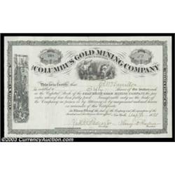 Columbus Gold Mining Company (New York) A 50 share certificate from 1880 in black on white. Litho. A
