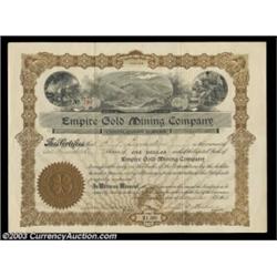 Empire Gold Mining Company (Maine) A 1909 dated certificate for 100 shares with a central top vignet