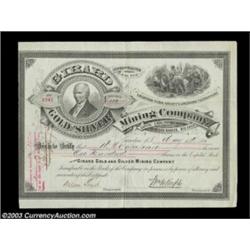 Girard Gold and Silver Mining Company (New Jersey) A 1881 dated certificate for 100 shares issued to