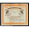 Image 1 : Golden Conqueror Mines (Colorado) Issued for 200 shares in 1936. Orange and black with vignettes of.