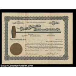 Gold Hammer Mines and Tunnel Company (Colorado) A 1911 certificate with a wonderful central vignette