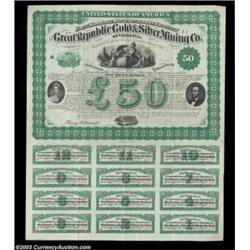 Great Republic Gold & Silver Mining Company (Virginia) A 1867 bond issued for 50 Pounds Sterling and