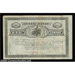 Howard Mining Company (New York) A 2,000 share certificate issued in 1881 for a venture in Gila Coun