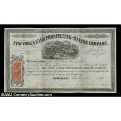 New York & Utah Prospecting and Mining Company (New York) A 1000 share certificate in black on white