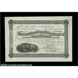 North Horn Silver Mining Company (New York) A 1881 certificate for 100 shares portraying a scene of.