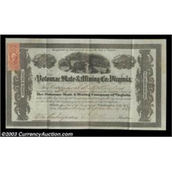 Potomac Slate & Mining Company of Virginia (Virginia) A black on white litho certificate issued in 1