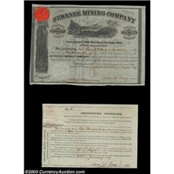 Sewanee Mining Company (New York) Issued in 1854 for 90 shares, this attractive certificate has an e