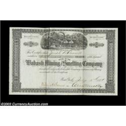 Wabash Mining and Smelting Company (New York) A 500 share certificate for an enterprise operating a.