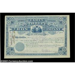Eames Petroleum Iron Company (New York) Dated 1882 with a central vignette of the New York state sea