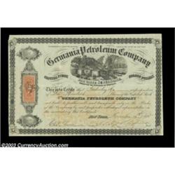 Germania Petroleum Company (New York) A black/white certificate for 500 shares with a revenue stamp.