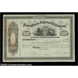 Pennsylvania Imperial Oil Company (Pennsylvania) A 1865 certificate for 200 shares. Black/white with
