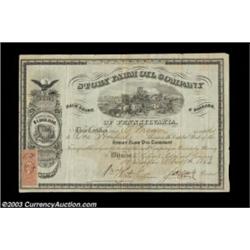 Story Farm Oil Company (Pennsylvania) A certificate for 100 shares issued in 1864, the year this ven