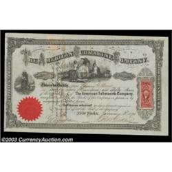 American Submarine Company (New York) A 1870 black and white certificate from a company formed to co