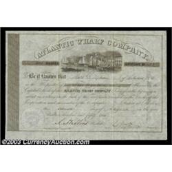 Atlantic Wharf Company (Massachusetts) A black on white certificate for 100 shares from 1851. There.