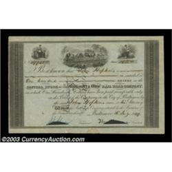 Baltimore and Ohio Railroad (Maryland) A 1849 dated certificate for 100 shares issued to Johns Hopki