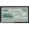 Image 1 : California Railway (California) A one share litho certificate in blue on white paper with a locomoti