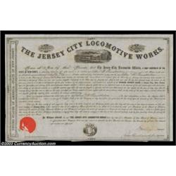 Jersey City Locomotive Works (New Jersey)A 7% bond for $250 dated 1858. Black on cream paper with a.