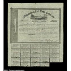 Lackawanna Railroad Company (Pennsylvania) A 1855 dated $500 Bond bearing 7% interest. There is an e