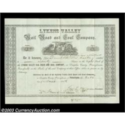 Lykens Valley Rail Road and Coal Company (Pennsylvania) An 1856 dated lithographed certificate for 3