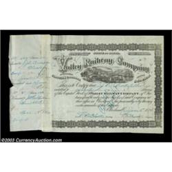 Valley Railway Company (Ohio) Issued to John D. Rockefeller in 1874 for 20 shares. Lithographed. A v