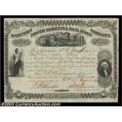 Western North Carolina Rail Road Company (North Carolina) A 1860 certificate in black on white for t