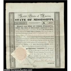 State of Mississippi $1000 Bond A 1831 6% bond. This would appear to have been an especially safe in