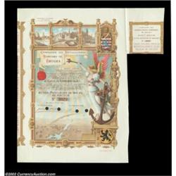Compagnie des Installations Maritimes de Bruges (Belgium) A lot of five multi color certificates fro