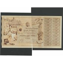 Association Phonique des Grands Artistes (Paris, France) An oversized certificate in yellow and brow