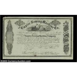 Empire Sewing Machine Company (New York) A certificate for one share issued in 1866. Vignettes of a.