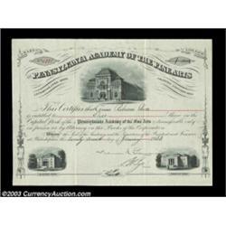 Pennsylvania Academy of the Fine Arts (Pennsylvania) A 1923 certificate for one share. An especially