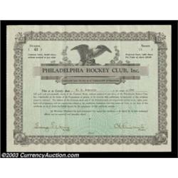 Philadelphia Hockey ClubA seldom offered and rare early major league hockey stock. Sports related ce